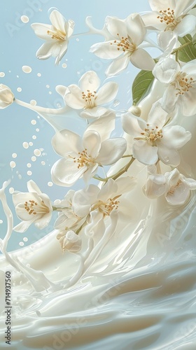 a few jasmine flowers, splash of milk