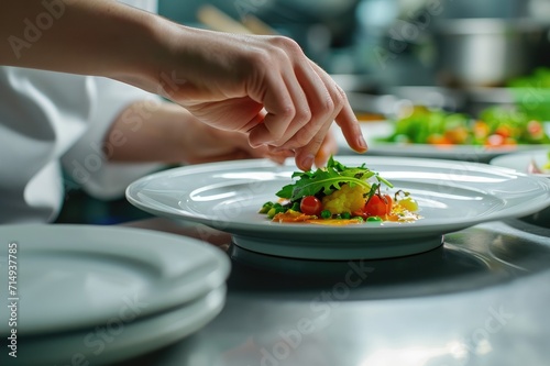Chef plating a beautifully designed dish