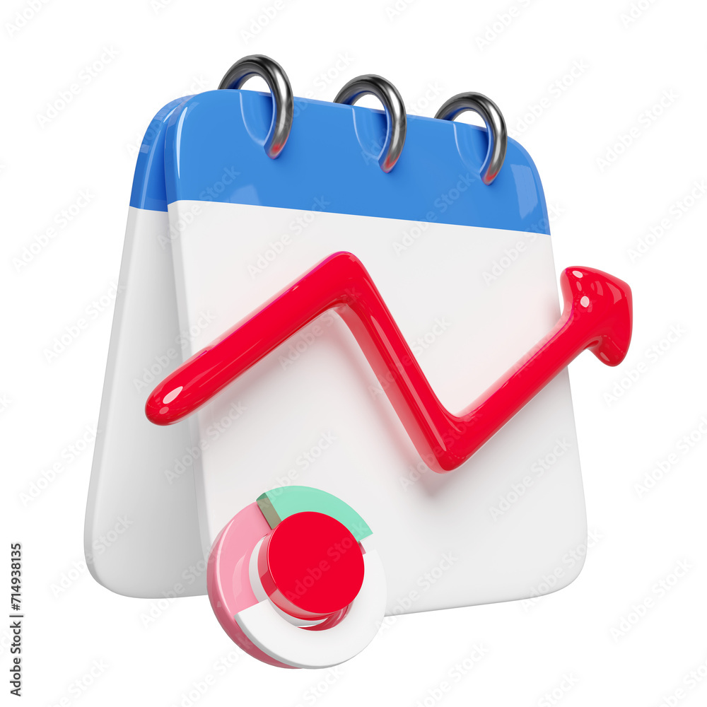 3D charts graph with calendar, analysis business financial data isolated. business strategy minimal concept, 3d render illustration 3D charts graph with calendar, analysis business financial data isolated. business strategy minimal concept, 3d render illustration
