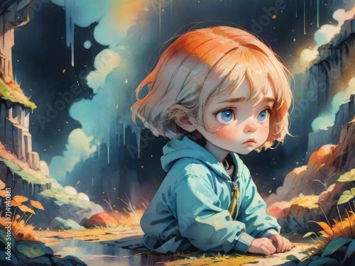 sad child illustration