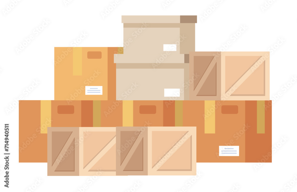 Carton boxes set. Vector flat cartoon illustration Carton boxes set. Vector flat cartoon illustration