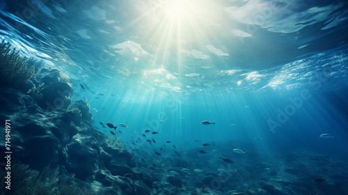 Sea or ocean underwater deep nature background   Ai generated image