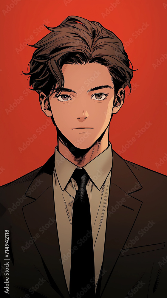 Hand drawn cartoon illustration of handsome boy in suit
Hand drawn cartoon illustration of handsome boy in suit