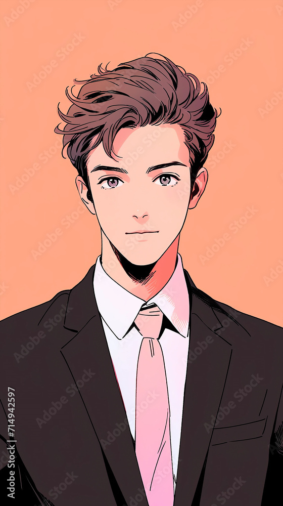 Hand drawn cartoon illustration of handsome boy in suit
Hand drawn cartoon illustration of handsome boy in suit