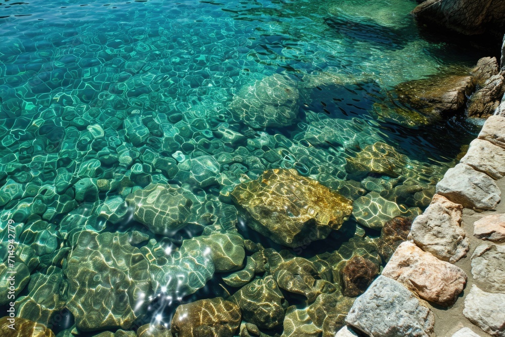 Fototapeta premium Crystal Clear Waters and Rocky Shore