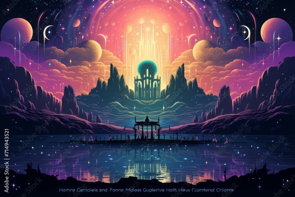 Fototapeta premium Harmonious celestial choirs in Fantasy - Generative AI