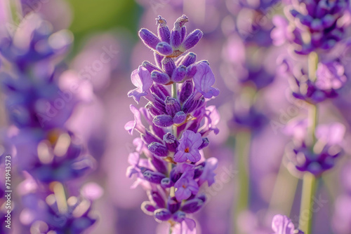 An intimate shot capturing the intricate details of blooming lavender flowers