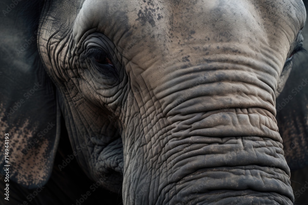 Close-Up of Elephant's Face in Detail Close-Up of Elephant's Face in Detail