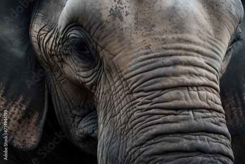 Close-Up of Elephant's Face in Detail