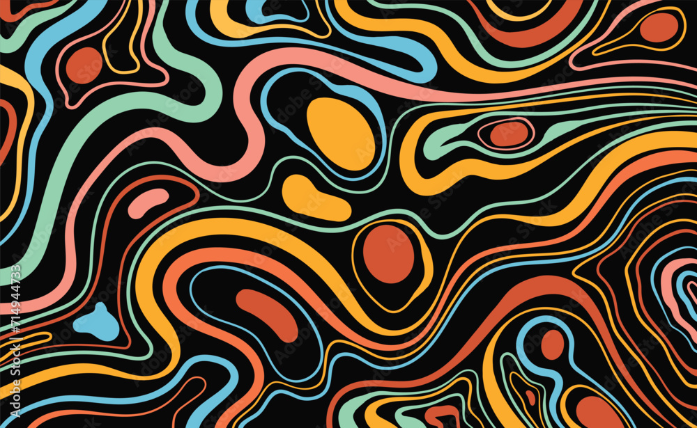 Groovy Liquify Colorful Wavy Lines Background