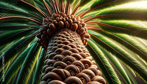 date palm tree's trunk and leaves,