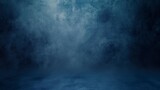 Dark blue abstract background in cyclorama style in misty atmosphere. Opulent setting of extra depth in misty dark blue color.