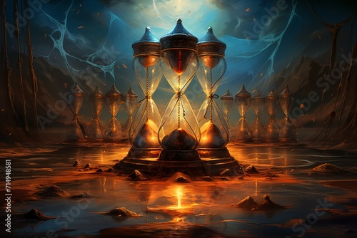Enigmatic time-warping hourglasses in Fantasy - Generative AI #714948581