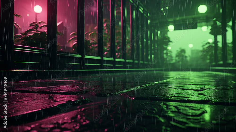 green rain view realestic ai generative photo