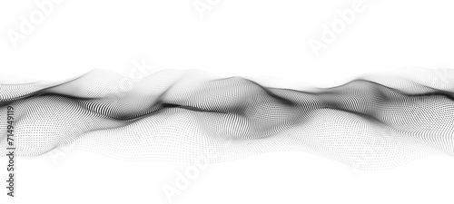 Futuristic wave of black smoothly moving dots on a white background. Vector EPS10