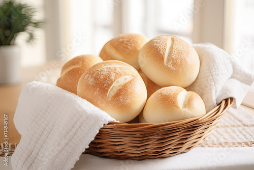A Basket of Bread Rolls on ...