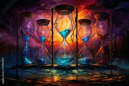 Enigmatic time-warping hourglasses in Fantasy - Generative AI
