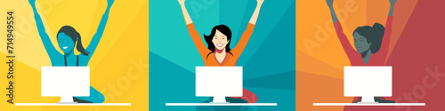 Woman celebrating business success 
