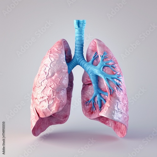 A 3D model of a human lung with blue veins Generative AI photo