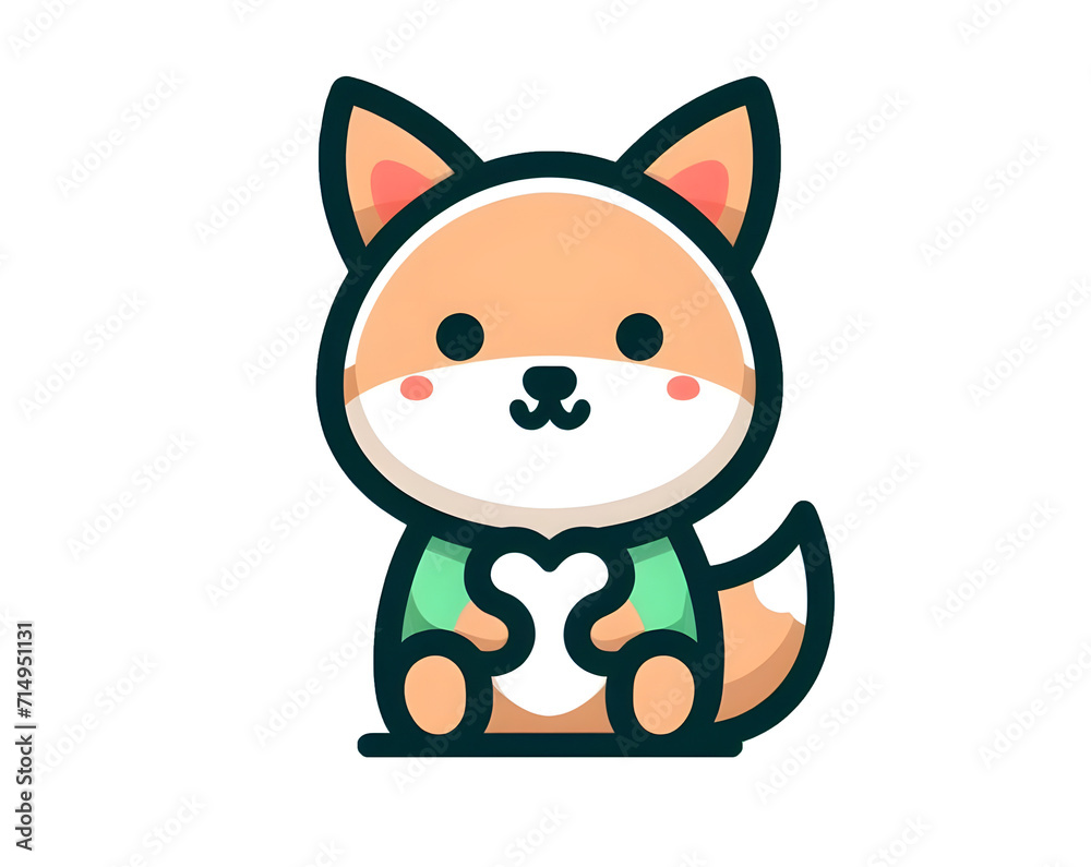 Obraz premium Fox cartoon, cute animals. Farm cartoon characters. Mobile applications icons shape png on transparent background