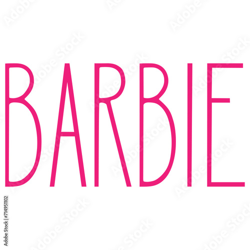 Vector lettering. Hand-drawn isolated word Barbie on
a transparent background, for printing on fabrics, notebooks, stickers, other stationery or clothing, design
