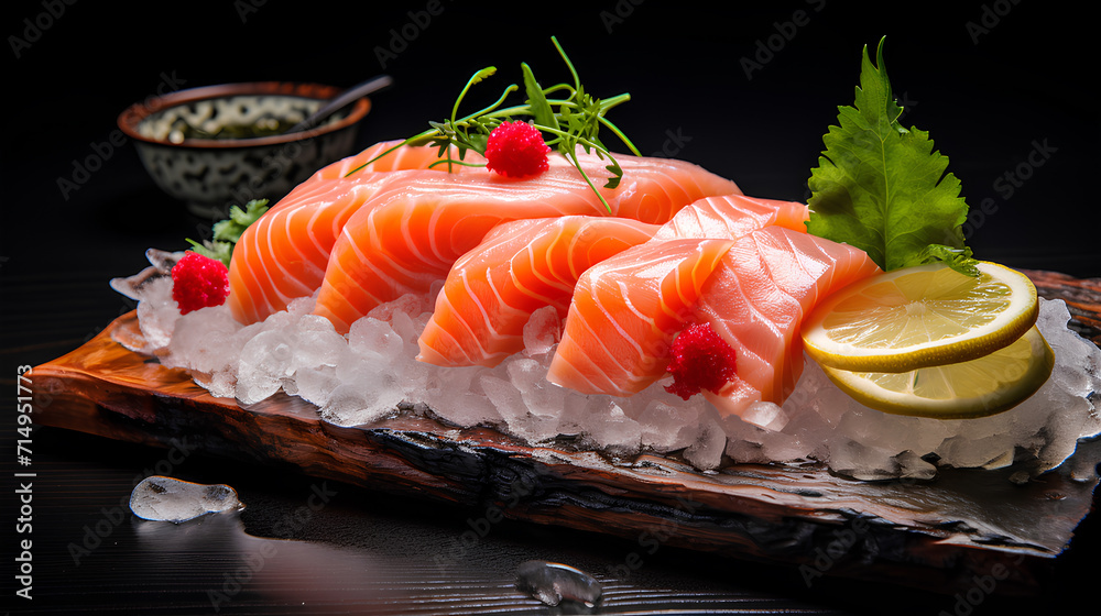 Set of Sashimi isolated on the black table Set of Sashimi isolated on the black table
