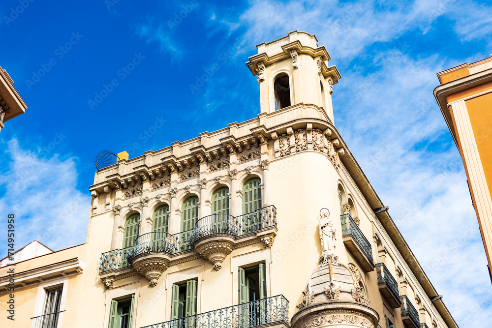Stunning old houses in Barcelona on a sunny day