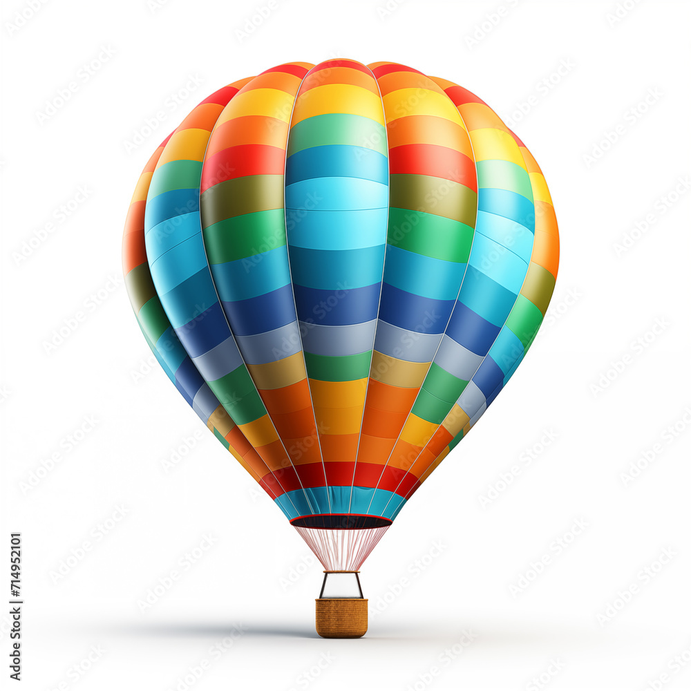 Fototapeta premium Colorful hot air balloon on white background