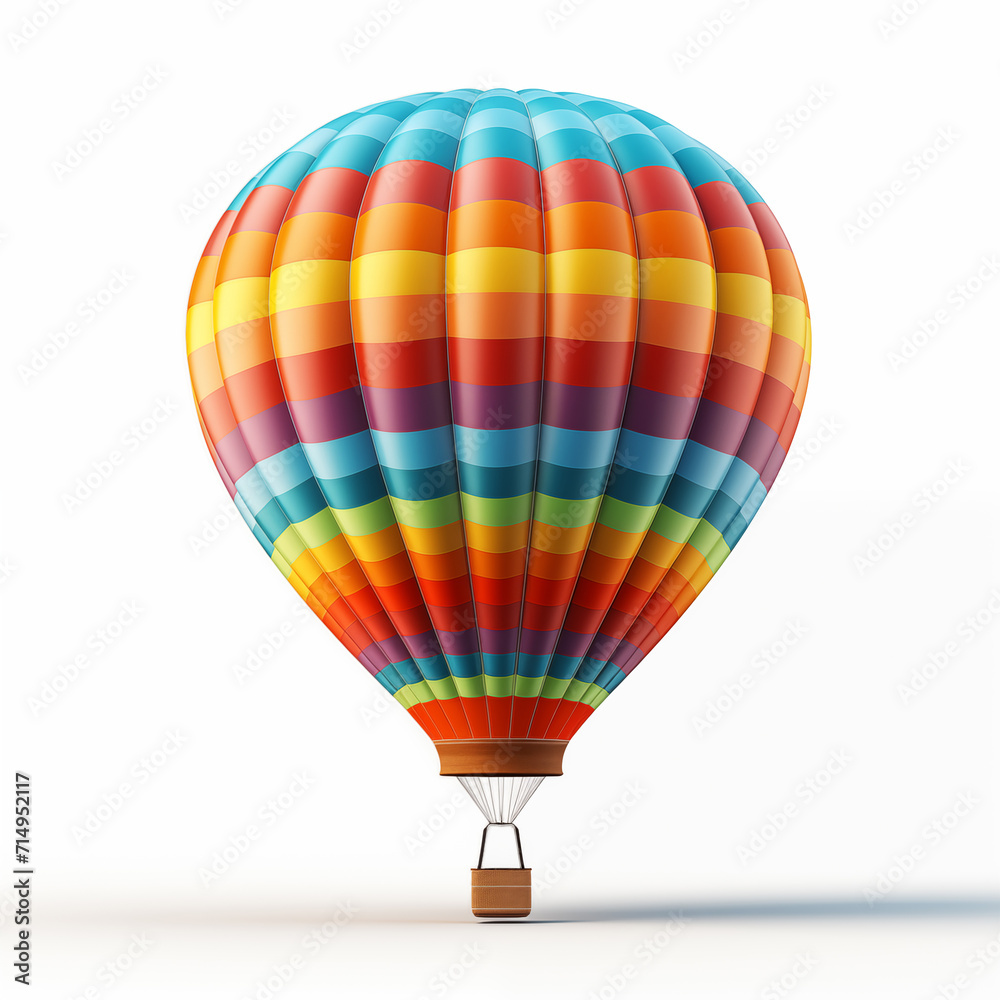 Fototapeta premium Colorful hot air balloon on white background