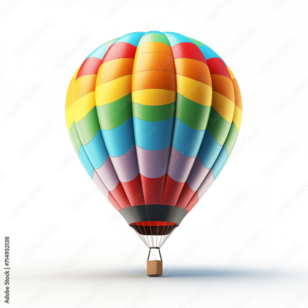 Fototapeta premium Colorful hot air balloon on white background