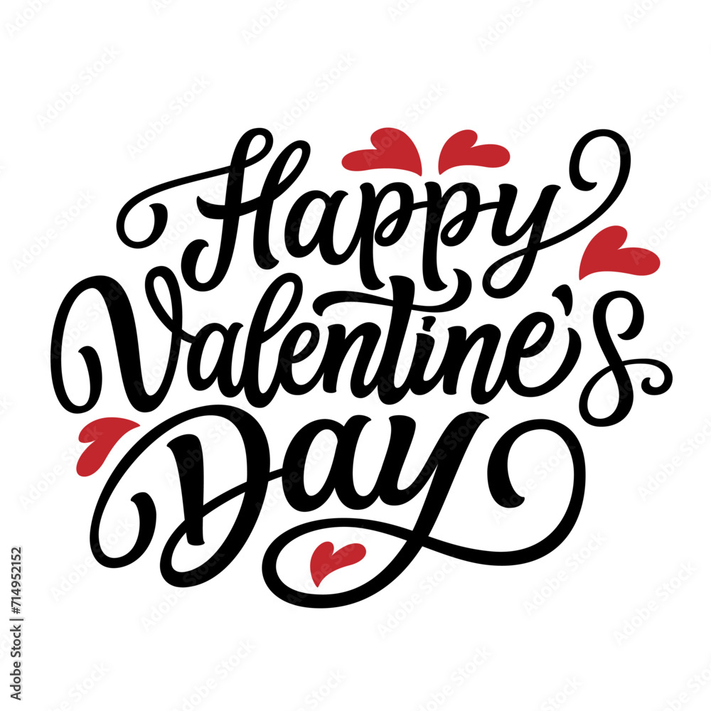 Happy Valentine's day. Hand lettering text isolated on white background. Vector typography for Valentine's day decorations, cards, poster, banner Happy Valentine's day. Hand lettering text isolated on white background. Vector typography for Valentine's day decorations, cards, poster, banner