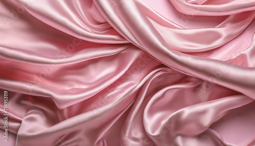 Romantic Pink Silk Elegance with Smooth Texture and Luxurious Drapery Pattern on a Shiny Background