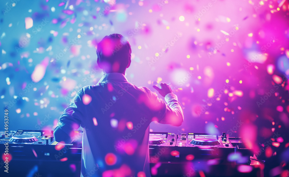 Naklejka premium Music DJ at crazy summer party
