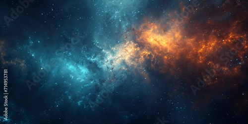 A vibrant and colorful space scene with a mix of blue, orange, and white hues Generative AI photo