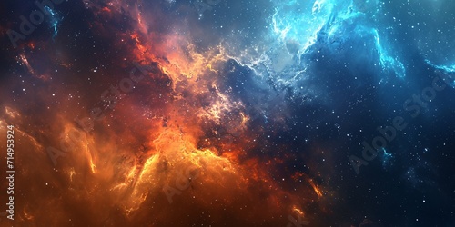 A vibrant and colorful space scene with a mix of red  orange  and blue hues Generative AI