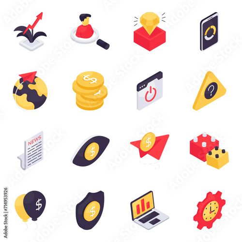 Set of Business and Economy Isometric Icons

