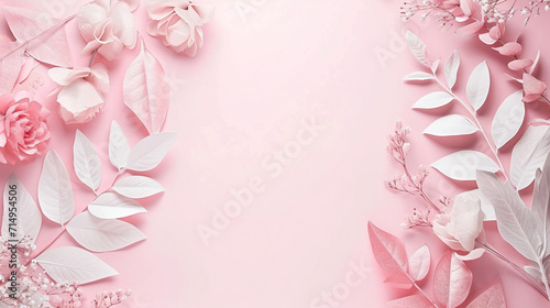  Blush Pink and White floral banner background photo