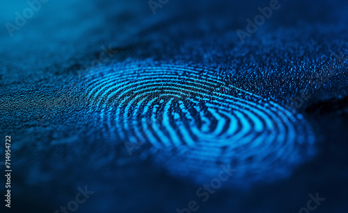 Fingerprint is displayed on a vibrant blue background.