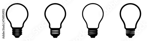 Bulb lamp icons set. Editable stroke.