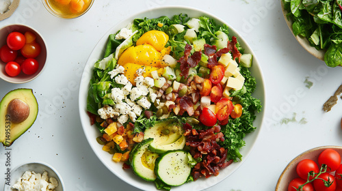 Colorful Kale Salad Bowl with Fresh Veggies