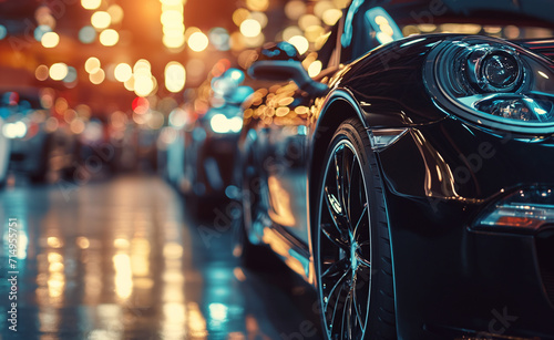 Blurred Background of Luxury Cars in Showroom 