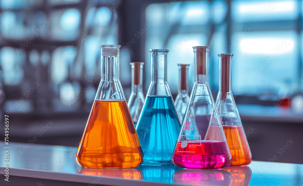 Group of laboratory flasks Group of laboratory flasks
