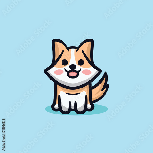 Cute Shiba Dog Cartoon Mascot Animal Vector Logo Design illustration © artdjink