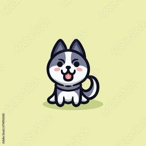 Cute Shiba Dog Cartoon Mascot Animal Vector Logo Design illustration