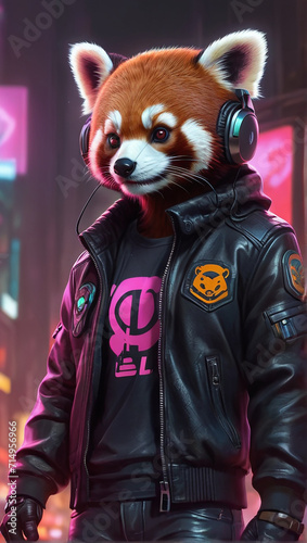 Red Panda Synthwave Serenity Down Under by Alex Petruk AI GENERATED