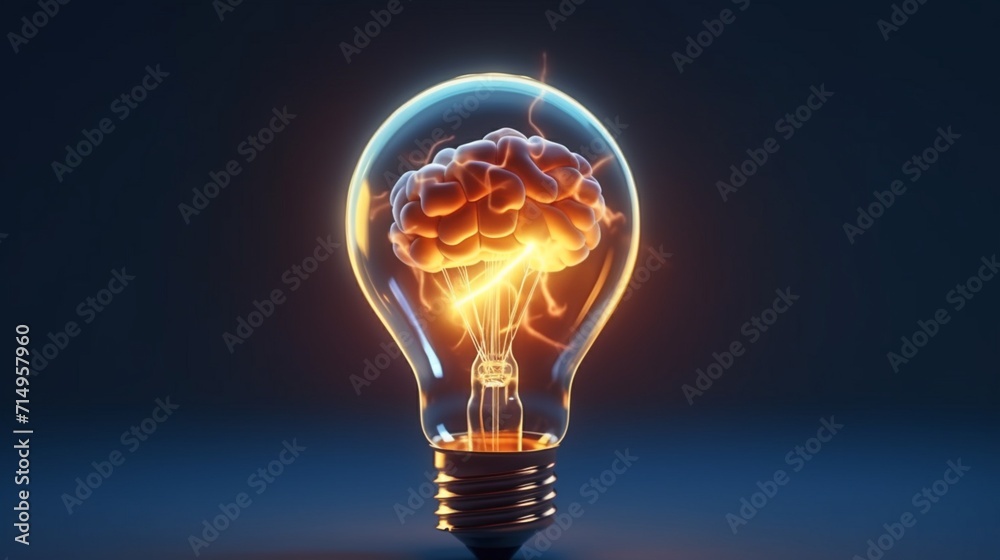 3d rendering of brain inside the light bulb 3d rendering of brain inside the light bulb