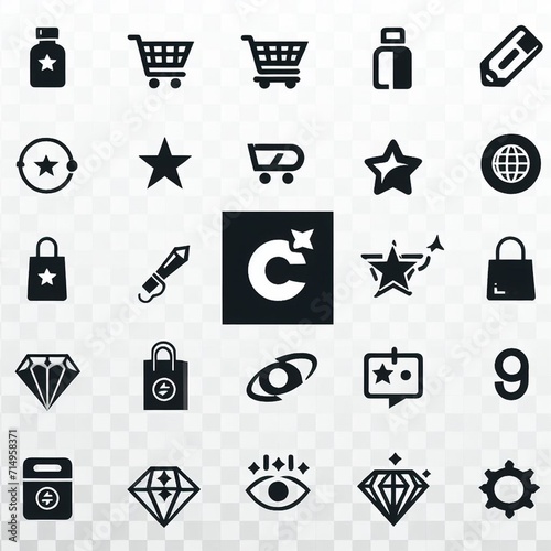  The logo features an array of diverse icons, each distinct and standing out against a clean white background. This mosaic of symbols embodies the variety of products or services offered. 