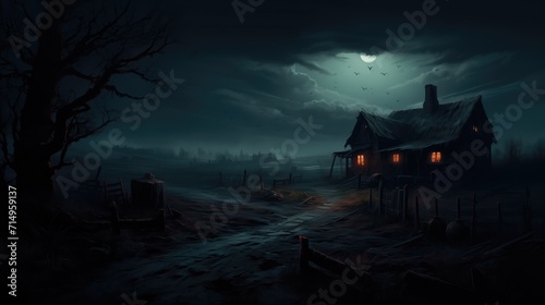 haunted house in the forest, Halloween wallpaper, desktop wallpaper, scary