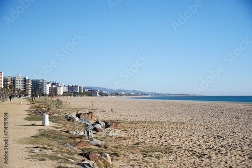 View of Malgrat de Mar beach. photo