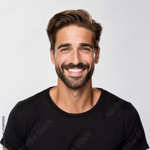 Portrait of a man in a studio with a white background. Business advertisement. 